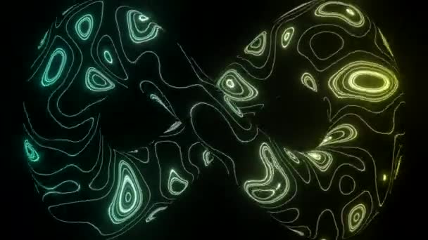 Abstraktes Unendlichkeitssymbol mit neonovalen Flecken, nahtlose Schlaufe. Handeln. Endlos bewegte Oberfläche des 3D-Symbols der Unendlichkeit. — Stockvideo