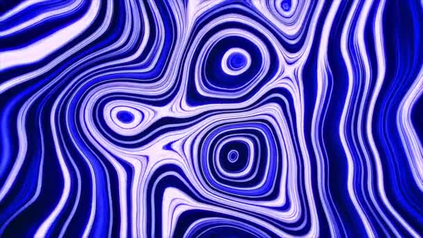 Hypnotisk animation med flödande färgglada linjer. Rörelse. Randig vätska mönster med färgade linjer. Psykedeliskt mönster med linjer och cirklar i vätskeström — Stockvideo