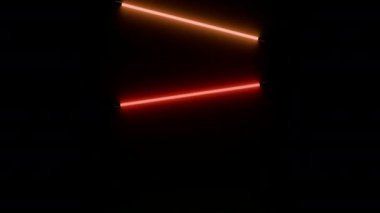 Hareketli neon ışıkları. Tasarım. Neon lambalı minimalist animasyon. Renkli neon ışıkları siyah arkaplanda hareket eder