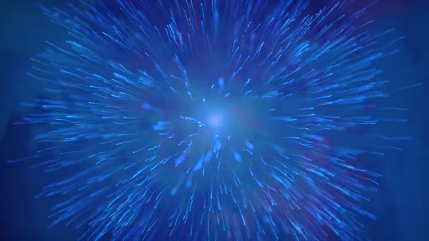 Biru dan hijau background.Motion.Bright kembang api dalam abstraksi yang cepat meledak pada indah halus latar belakang. — Stok Video