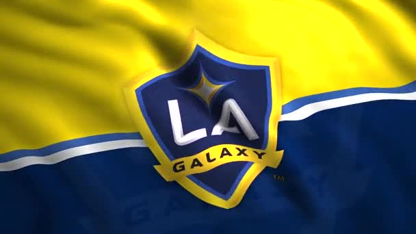 The logo of the Los Angeles Galaxy.Motion.The symbol is an American football club from the city of Los Angeles, California.Use only for editorial. — Stock Video