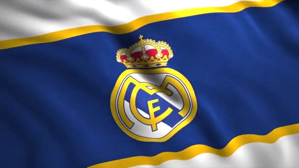 Het symbool van Real Madrid voetball.Motion.The embleem is een Spaanse professionele voetbalclub uit de stad Madrid — Stockvideo