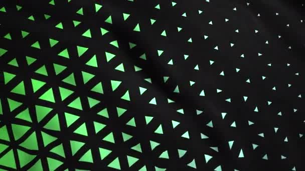 Μαύρο φόντο.ΚίνησηΦωτεινό πράσινο και κόκκινο τρίγωνα διαφόρων μεγεθών που δημιουργούνται σε κινούμενα σχέδια και ταλαντεύονται σε μαύρο καμβά. — Αρχείο Βίντεο