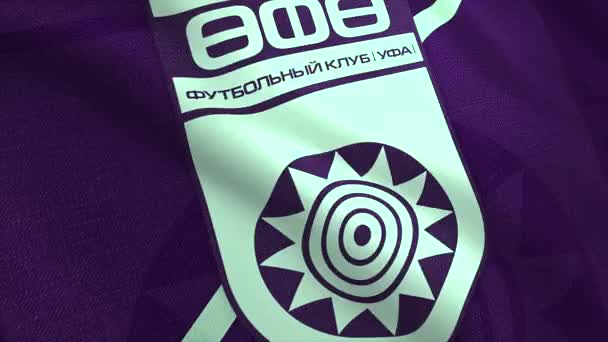 El símbolo del club de fútbol Ufa. Movimiento. Lienzo púrpura, el símbolo del fútbol Ufa. Utilizar solo para editorial. — Vídeos de Stock