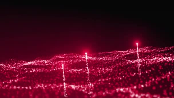 Блестящие розовые частицы абстрактного фона, мерцающие частицы с эффектом боке. Движение. Яркие кометы летят на черном фоне. — стоковое видео