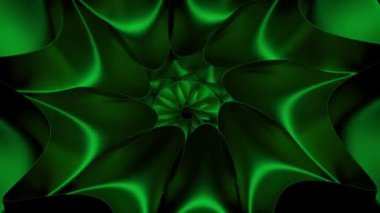 Yeşil ve pembe arkaplan. Tasarım. Farklı yönlerde dönen parlak yuvarlak neon bir tünel..