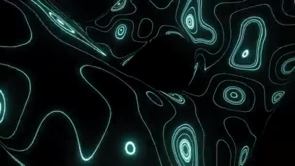 Ljus stor gnistrande vår.Design.En svart bakgrund med en transparent geometrisk figur där turkosa nyanser skimrar i neonfärg, i animation. — Stockvideo