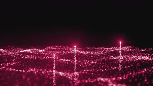 Particelle rosa scintillante sfondo astratto, particelle tremolanti con effetto bokeh. Mozione. Comete luminose che volano su uno sfondo nero. — Video Stock