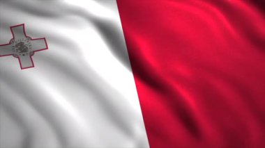 Ülke bayrağı sallayan bir arka plan. Hareket. Rüzgarda dalgalanan güzel 3D bayrak. Malta 'nın 3d bayrağıyla animasyon