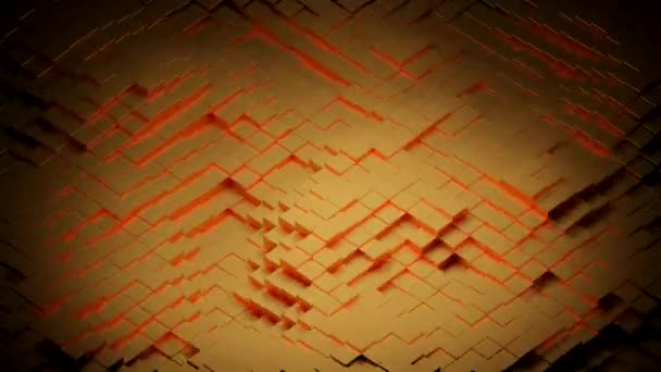 Abstrakt 3d orange bakgrund med förskjutning kubikgeometri. Design. Rörlig liten kubikstruktur — Stockvideo