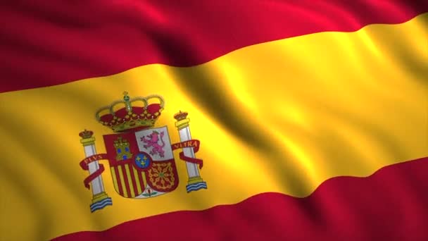 Háttér lengő zászló az ország. Indítvány. Közelkép a gyönyörű mozgó zászlóról. 3D spanyol zászló lengő szélben — Stock videók