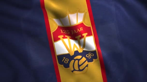 Willem II Tilburg club de fútbol holandés con sede en Holanda. Moción. Logotipo de Willem II Tilburg en una bandera ondeante. Únicamente para uso editorial. — Vídeos de Stock