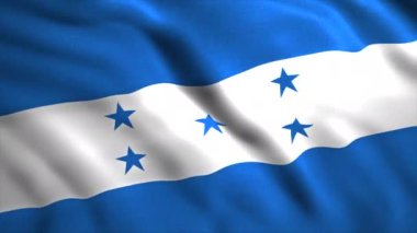  Honduras bayrağı çift başlı kartalla dalgalanıyor. Hareket. Bir ülkenin rengarenk bayrağı dalgalanır.