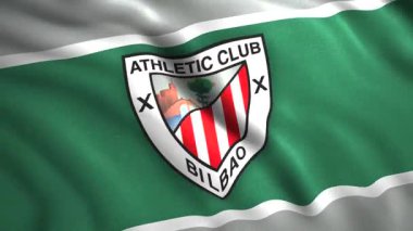  Parlak amblem. Hareket. Bilbao Atletizm Kulübü 'nün parlak sembolü. Sadece başyazı için kullan. Yüksek kalite 4k görüntü