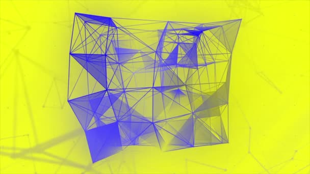 Blauwe Gele Achtergrond Beweging Heldere Geometrische Vormen Gemaakt Van Kleine — Stockvideo