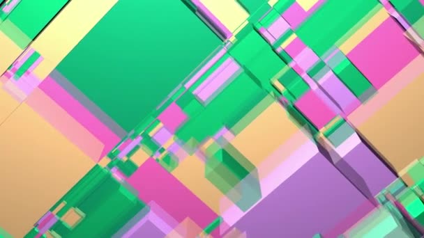 Renkli Karelerin Hareketli Şeması Hareket Renkli Karelerin Boyutlu Harita Diyagramı — Stok video
