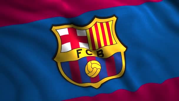 Flag Barcelona Motion Bright Symbol Spanish Professional Football Club City — Stock Video