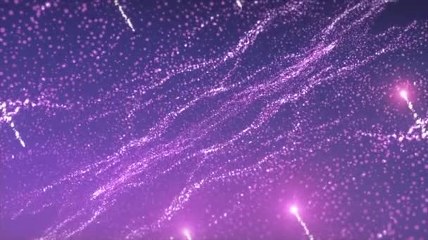 Яскраво Фіолетовий Фон Рухи Різні Дрібні Частинки Які Блищать Рухаються — стокове відео