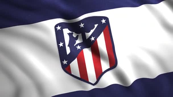 Bandeira Atlético Madrid Motion Brilhante Símbolo Clube Futebol Profissional Espanhol — Vídeo de Stock