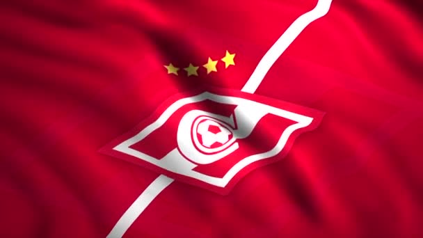 Simbolo Rosso Della Squadra Calcio Spartak Mozione Emblema Luminoso Che — Video Stock