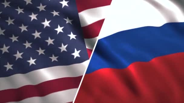 Amerikai Orosz Kapcsolatok Motion Two Flags Usa Oroszország Csatlakozik Egyik — Stock videók