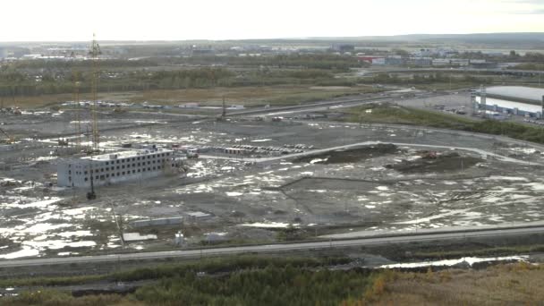 Vista Aérea Las Obras Construcción Imágenes Archivo Gran Obra Construcción — Vídeos de Stock