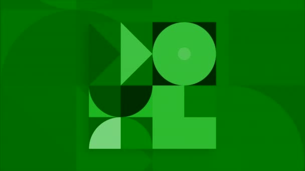 Gele Groene Achtergrond Bewegingverklein Verschillende Geometrische Vormen Die Bewegen Hun — Stockvideo