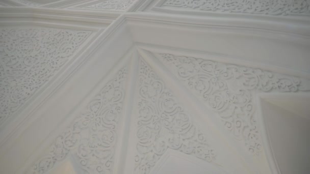 Russia Kazan May 2022 Beautiful White Mosque Patterns Scene Details — Stock Video