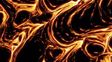 Soyut bilgisayar animasyonu yangın arka planı. Siyah arka planda ateşli bir plazma simülasyonu. Tasarım. Erimiş lavlar akıyor.