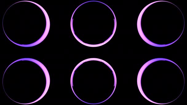 黒い背景にラウンド型の点滅ライトウォール デザイン 抽象的な映画ライト 列の電球スポットライト — ストック動画