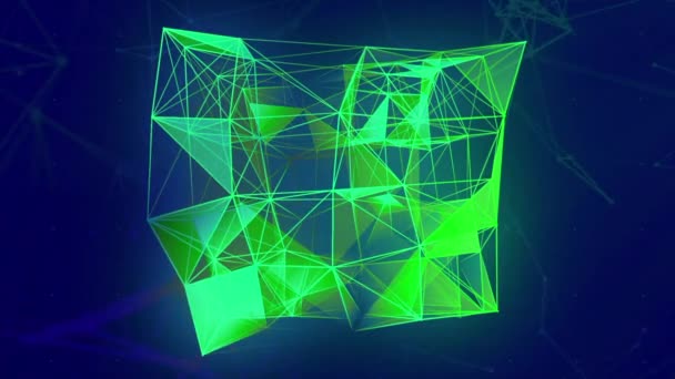 Sfondo Blu Giallo Motione Forme Geometriche Luminose Realizzate Con Piccole — Video Stock