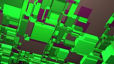 Çok renkli geometrik şekiller. Hareketler, alışveriş merkezleri ve üç boyutlu formatlardaki büyük kareler soyutlamayla boyutu değiştirerek hareket ederler. Yüksek kalite 4k görüntü