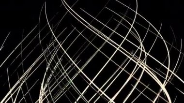 Soyut yaratıcı çizgi dalgaları, dalgalı dinamik desen. Tasarım. Kavisli enerji dar şeritleri siyah bir zemin üzerinde yalıtılmış bir şekilde aşağı iniyor, güzel sarmal