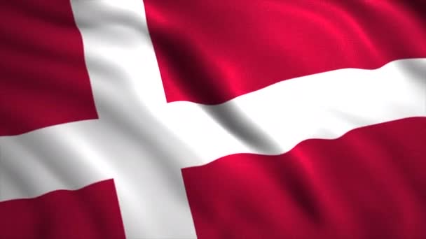 Felrode Vlag Van Denemarken Motion Het Nationale Symbool Van Denemarken — Stockvideo
