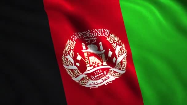 Триколор Прапор Афганістану Яскраве Полотно Національний Символ Білим Візерунком Посередині — стокове відео