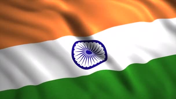 Σημαία Της Ινδίας Κίνησητρίχρωμος Καμβάς Πορτοκαλί Λευκές Και Πράσινες Ρίγες — Αρχείο Βίντεο