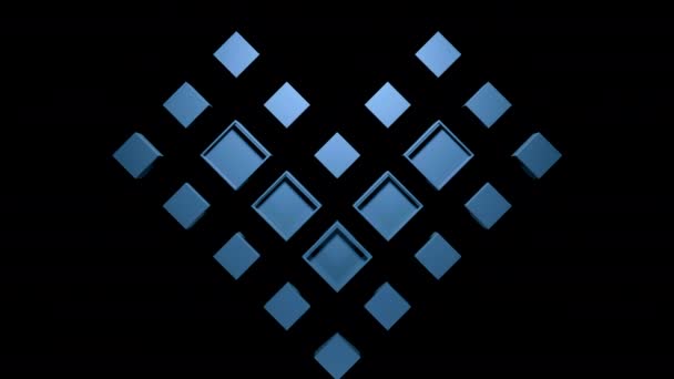 Forma Abstracta Del Corazón Creada Por Rombos Azules Diseño Figura — Vídeo de stock