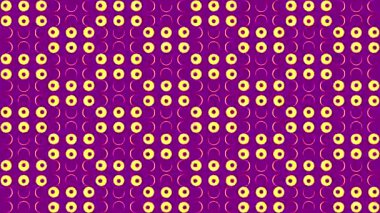 Yuvarlak şekilli ampullerin soyut ekranı yavaşça yanıp sönüyor. Tasarım. Parıldayan yuvarlak ışıkların simetrik sıraları