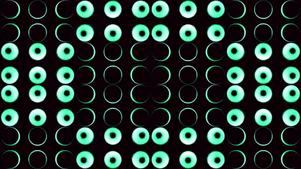 Абстрактный Экран Круглых Луковиц Медленно Мигает Дизайн Симметричные Ряды Сияющих — стоковое видео