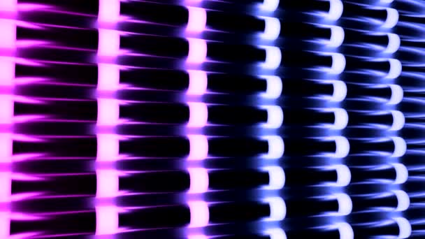 垂直排列的霓虹灯梯度宽条纹孤立在一个黑色的背景 从左到右缓慢流动的抽象晶格 — 图库视频影像