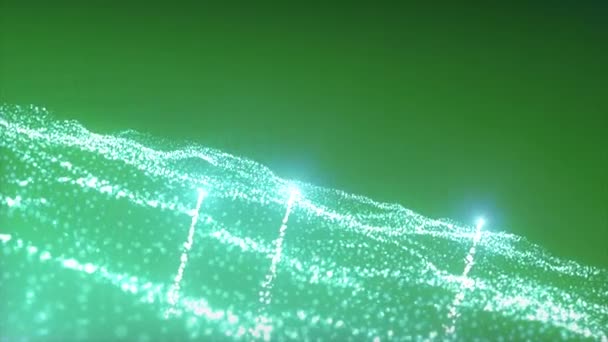 Green Delicate Background Motion Bright Белые Летающие Мелкие Частицы Медленно — стоковое видео