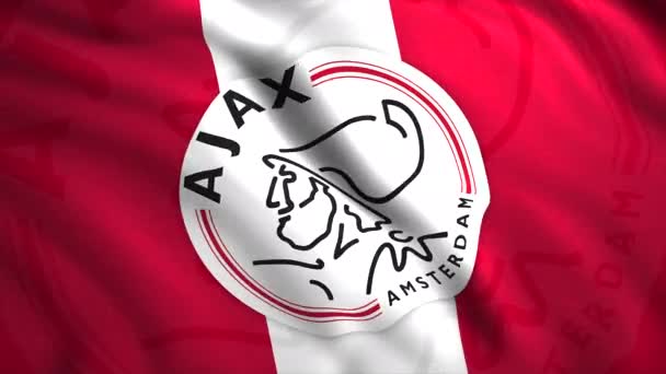 Godło Ajaxa Motion Jasny Symbol Płótnie Holenderskiego Klubu Piłkarskiego Amsterdamu — Wideo stockowe