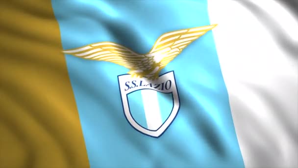 Bandera Del Fútbol Lazio Moción Emblema Azul Del Club Fútbol — Vídeos de Stock