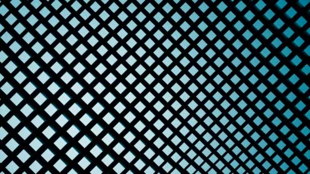 白色和蓝色背景 设计一个由小正方形组成的黑色网格 其抽象部分向不同方向摆动 高质量的4K镜头 — 图库视频影像