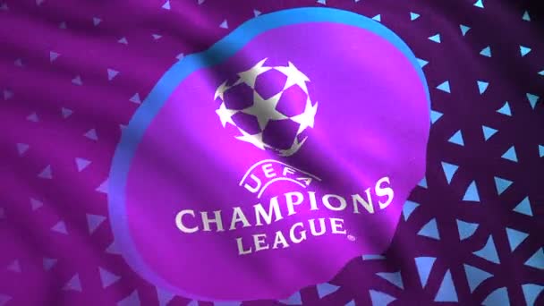 Résumé Drapeau Uefa Champions League Avec Emblème Motion Concours Football — Video