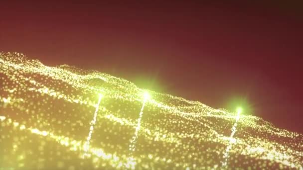 Φωτεινό Περιστρεφόμενο Ρεύμα Φωτεινά Σωματίδια Κίνηση Κυματιστό Ρεύμα Φωτεινών Σωματιδίων — Αρχείο Βίντεο