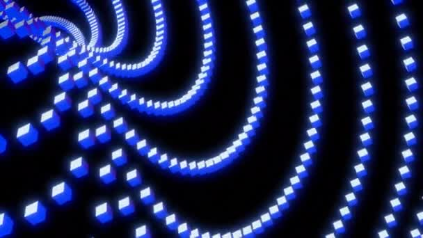 明亮的蓝色圆形 闪烁着白光和白线 在动画中朝着一个方向移动 高质量的4K镜头 — 图库视频影像