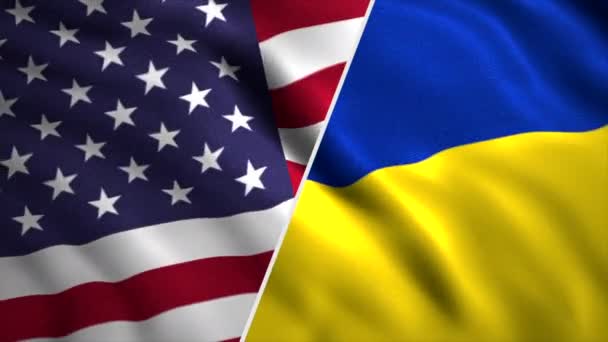 Animáció Usa Ukrajna Zászlajával Indítvány Szövetséges Országok 2022 Ben Usa — Stock videók