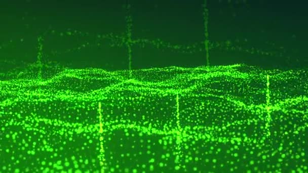 Corriente Verde Con Partículas Luminosas Moción Corriente Mágica Verde Partículas — Vídeos de Stock
