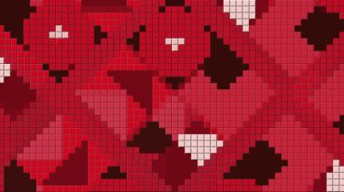 Hareket eden piksellerin geometrik deseni. Hareket. Hareket eden geometrik şekilli pikselli animasyon. Piksel ve şekil desenli renkli animasyon.